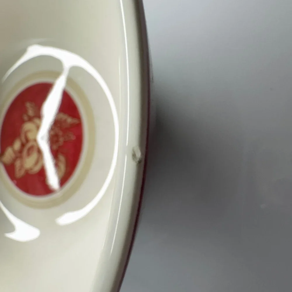 Vintage Waverly Red Floral Ceramic Bowl‎ Kitchenware Cereal Dish Garden Room